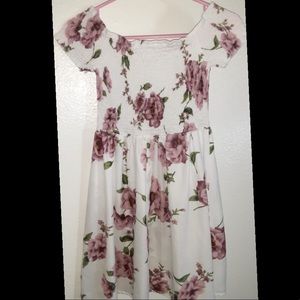 White dress with flower pattern